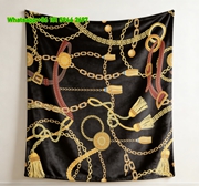 Hermès Luxury Gold Chain & Tassel Flannel Throw Blanket IMG_5232